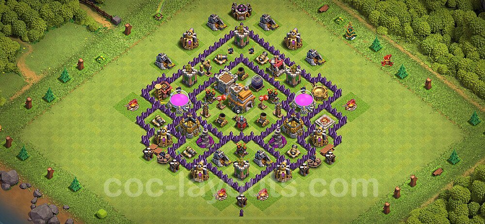 TH7 Trophy Base Plan with Link, Copy Town Hall 7 Base Design 2024, #87