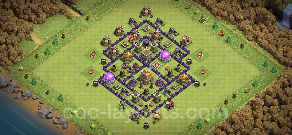 TH7 Trophy Base Plan with Link, Anti 3 Stars, Anti Everything, Copy Town Hall 7 Base Design, #90