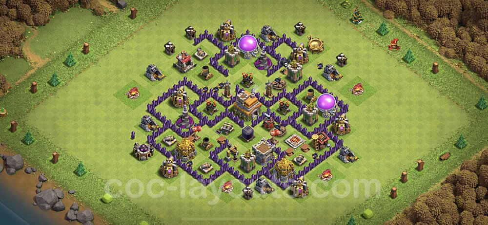TH7 Trophy Base Plan with Link, Copy Town Hall 7 Base Design 2020, #91