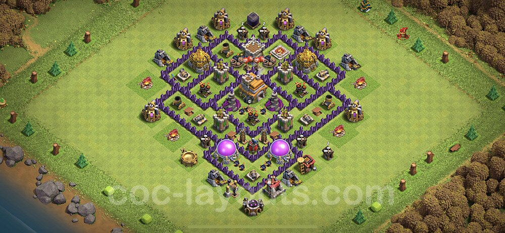TH7 Anti 2 Stars Base Plan with Link, Copy Town Hall 7 Base Design, #92