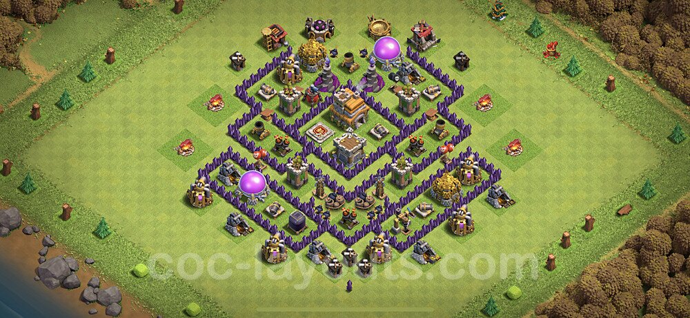 Top TH7 Unbeatable Anti Loot Base Plan with Link, Anti Everything, Copy Town Hall 7 Base Design, #94