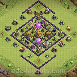 Municipio livello 7 Base + Link, Anti tutto - Miglior Disposizione villaggio per Farming COC TH7 - #111