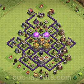 Base plan TH7 Max Levels with Link, Anti Everything, Hybrid for Farming, #113