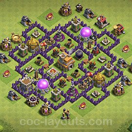 Municipio livello 7 Base + Link, Anti tutto, Ibrido - Miglior Disposizione villaggio per Farming COC TH7 - #238