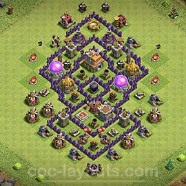 Base plan TH7 Max Levels with Link, Anti Everything, Hybrid for Farming 2022, #240