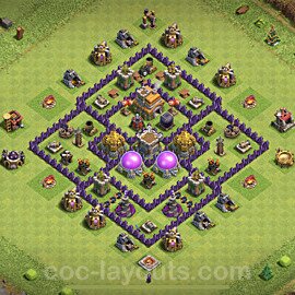Base plan TH7 Max Levels with Link, Anti 3 Stars, Hybrid for Farming, #242