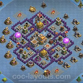 Municipio livello 7 Base + Link, Anti 3 stelle - Miglior Disposizione villaggio per Farming COC TH7 - #251