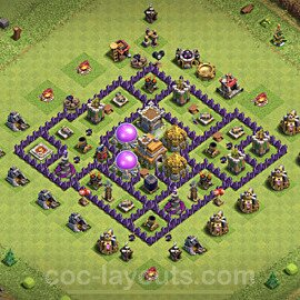 Base plan TH7 (design / layout) with Link, Anti 3 Stars, Hybrid for Farming 2022, #257