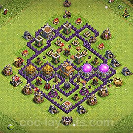 Base plan TH7 (design / layout) with Link, Anti 3 Stars, Hybrid for Farming 2022, #258