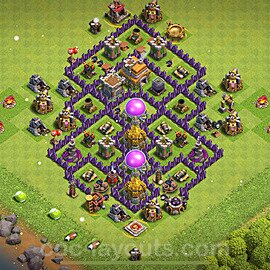 Base plan TH7 (design / layout) with Link, Anti 3 Stars, Anti Everything for Farming 2023, #259