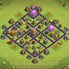 Base plan TH7 (design / layout) with Link, Anti 2 Stars, Anti Everything for Farming 2023, #261