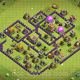 Base plan TH7 (design / layout) with Link, Anti 2 Stars, Hybrid for Farming 2023, #263