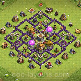 Base plan TH7 Max Levels with Link, Anti 3 Stars for Farming 2024, #265