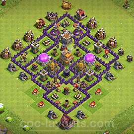 Base plan TH7 (design / layout) with Link, Anti 3 Stars, Anti Everything for Farming 2024, #268