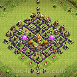 Base plan TH7 (design / layout) with Link, Anti 2 Stars, Anti Everything for Farming 2024, #270