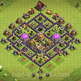 Base plan TH7 (design / layout) with Link, Anti 2 Stars, Anti Everything for Farming 2024, #270