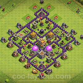 Base plan TH7 (design / layout) with Link, Anti 2 Stars, Anti Everything for Farming 2024, #272