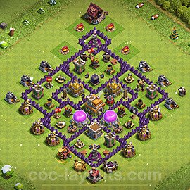 Base plan TH7 (design / layout) with Link, Anti 2 Stars, Anti Everything for Farming 2024, #272