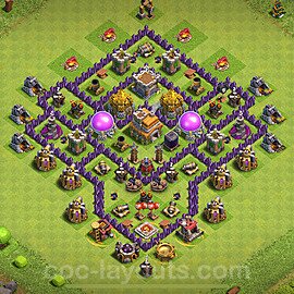 Base plan TH7 (design / layout) with Link, Anti 2 Stars, Anti Everything for Farming 2024, #276