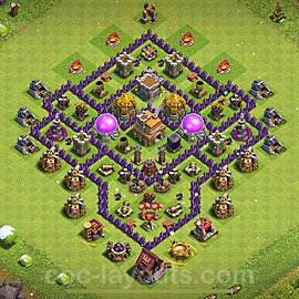 Base plan TH7 (design / layout) with Link, Anti 2 Stars, Anti Everything for Farming 2024, #276