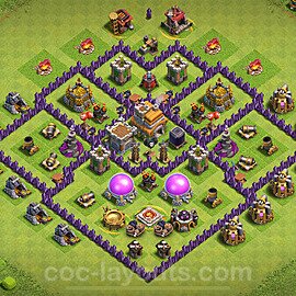 Base plan TH7 (design / layout) with Link, Anti 3 Stars, Anti Everything for Farming 2024, #277