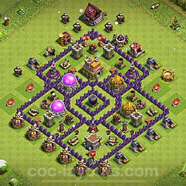 Farming Base Village HDV 7 + Lien (Link), Anti 2 étoiles, Hybride 2025 - Hôtel de Ville 7 Base Copier - #281