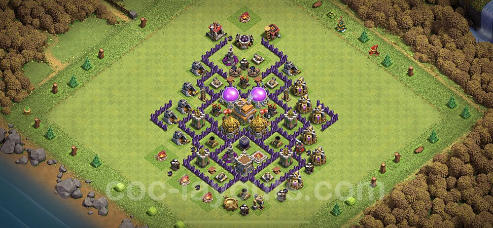 Base plan TH7 Max Levels with Link, Anti Everything, Hybrid for Farming, #113