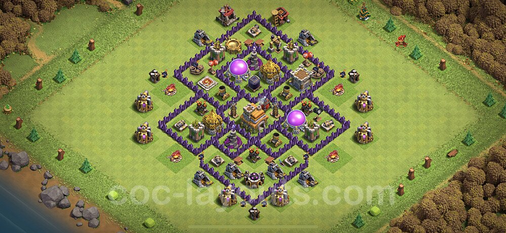 Base plan TH7 Max Levels with Link, Anti Everything, Hybrid for Farming, #232