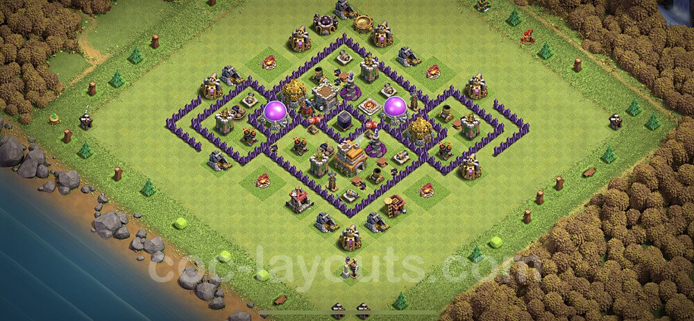 Base plan TH7 Max Levels with Link, Hybrid for Farming 2021, #241