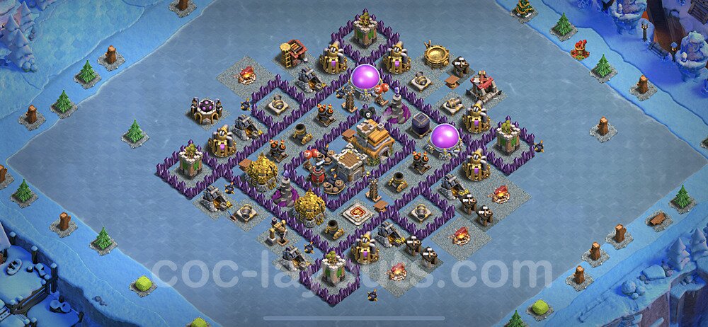 Base plan TH7 (design / layout) with Link, Anti 2 Stars, Hybrid for Farming 2022, #245