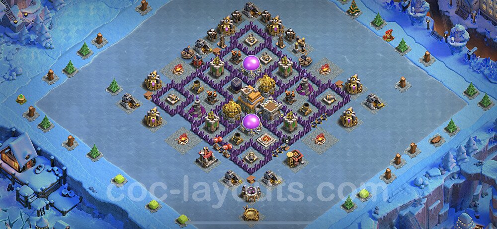 Base plan TH7 (design / layout) with Link, Anti 2 Stars, Hybrid for Farming 2022, #249