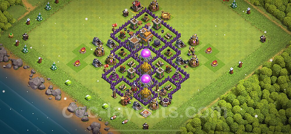 Base plan TH7 (design / layout) with Link, Anti 3 Stars, Anti Everything for Farming 2024, #259