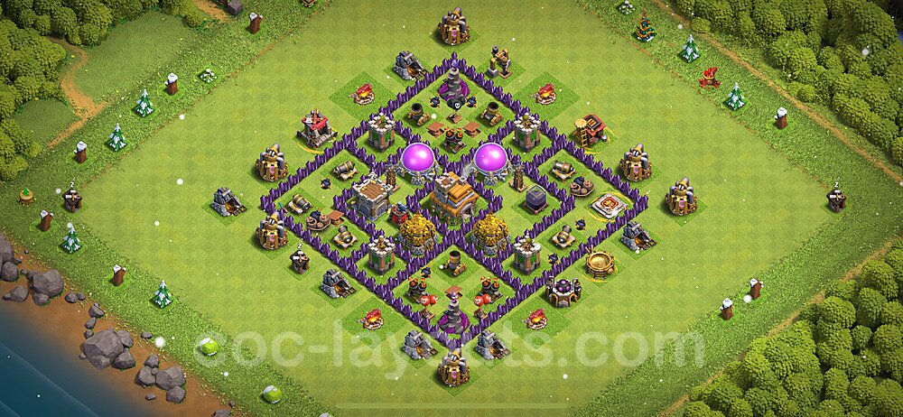 Base plan TH7 (design / layout) with Link, Anti 2 Stars, Hybrid for Farming 2023, #260