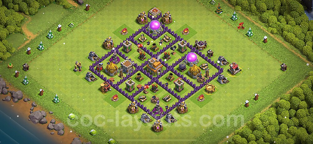 Base plan TH7 (design / layout) with Link, Anti 2 Stars, Anti Everything for Farming 2023, #261