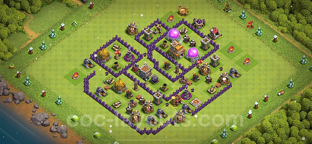 Base plan TH7 (design / layout) with Link, Anti 2 Stars, Hybrid for Farming 2024, #263