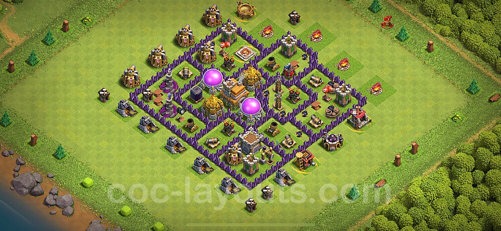 Base plan TH7 Max Levels with Link, Anti Everything for Farming 2024, #266
