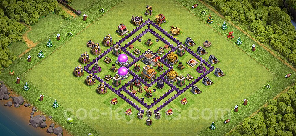 Base plan TH7 (design / layout) with Link, Anti 3 Stars for Farming 2024, #267