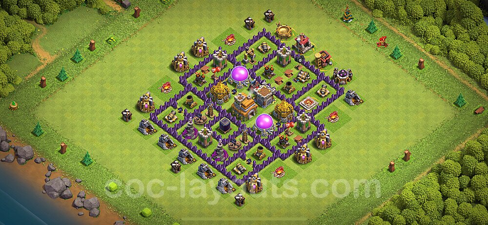 Municipio livello 7 Base + Link, Anti 2 stelle, Anti tutto - Miglior Disposizione villaggio per Farming COC 2024 TH7 - #269