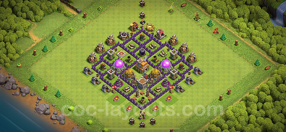 Base plan TH7 (design / layout) with Link, Anti 2 Stars, Anti Everything for Farming 2024, #270