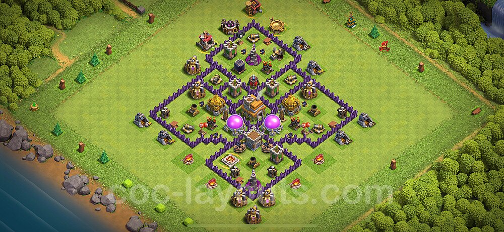 Diseño de aldea para farming Ayuntamiento 7 Copiar, Anti 2 Estrellas, Híbrido - COC TH7 Perfecta Distribucion 2024 + Enlace - #271