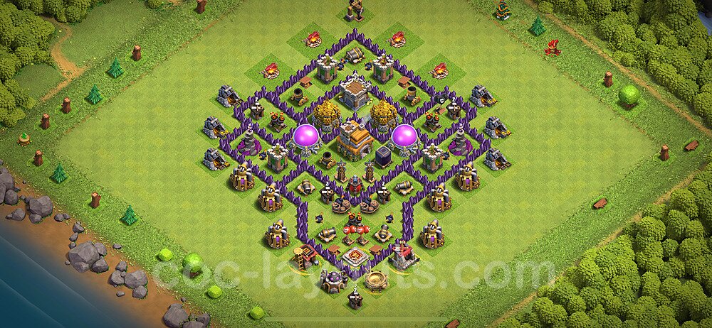 Base plan TH7 (design / layout) with Link, Anti 2 Stars, Anti Everything for Farming 2024, #276