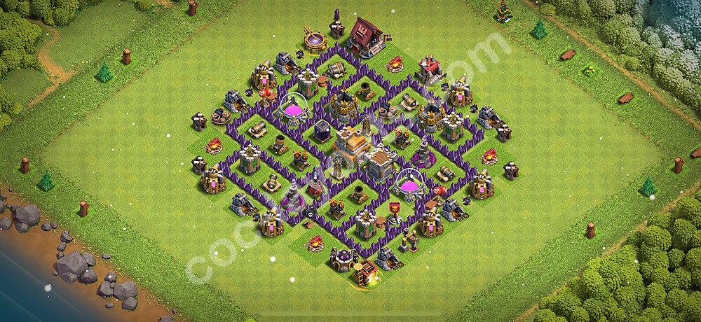 Ustawienie bazy do farma TH7 z linkiem, Anty 3 Gwiazdki, Hybrydowy - Ratusz poziom 7 - COC 2025, #278