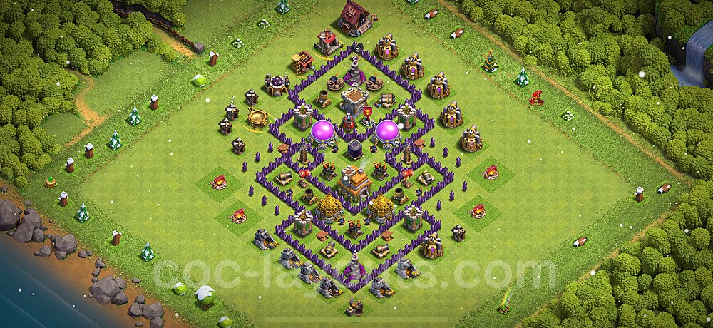 Diseño de aldea para farming Ayuntamiento 7 Copiar, Anti 2 Estrellas, Anti Todo - COC TH7 Perfecta Distribucion 2025 + Enlace - #279