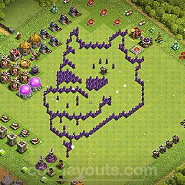 TH7 Funny Troll Base Plan with Link, Copy Town Hall 7 Art Design 2022, #13