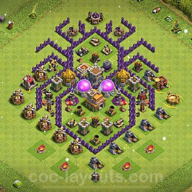 TH7 Funny Troll Base Plan with Link, Copy Town Hall 7 Art Design 2023, #14