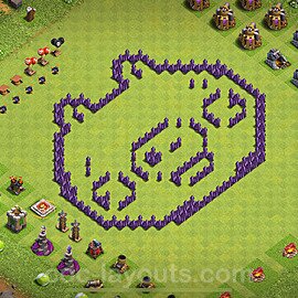TH7 Funny Troll Base Plan with Link, Copy Town Hall 7 Art Design 2024, #16