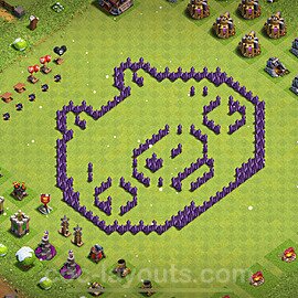 TH7 Funny Troll Base Plan with Link, Copy Town Hall 7 Art Design 2024, #16