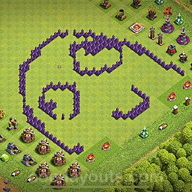 TH7 Funny Troll Base Plan with Link, Copy Town Hall 7 Art Design 2024, #20
