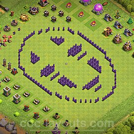 TH7 Funny Troll Base Plan with Link, Copy Town Hall 7 Art Design 2024, #23