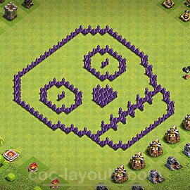 TH7 Funny Troll Base Plan with Link, Copy Town Hall 7 Art Design 2024, #37